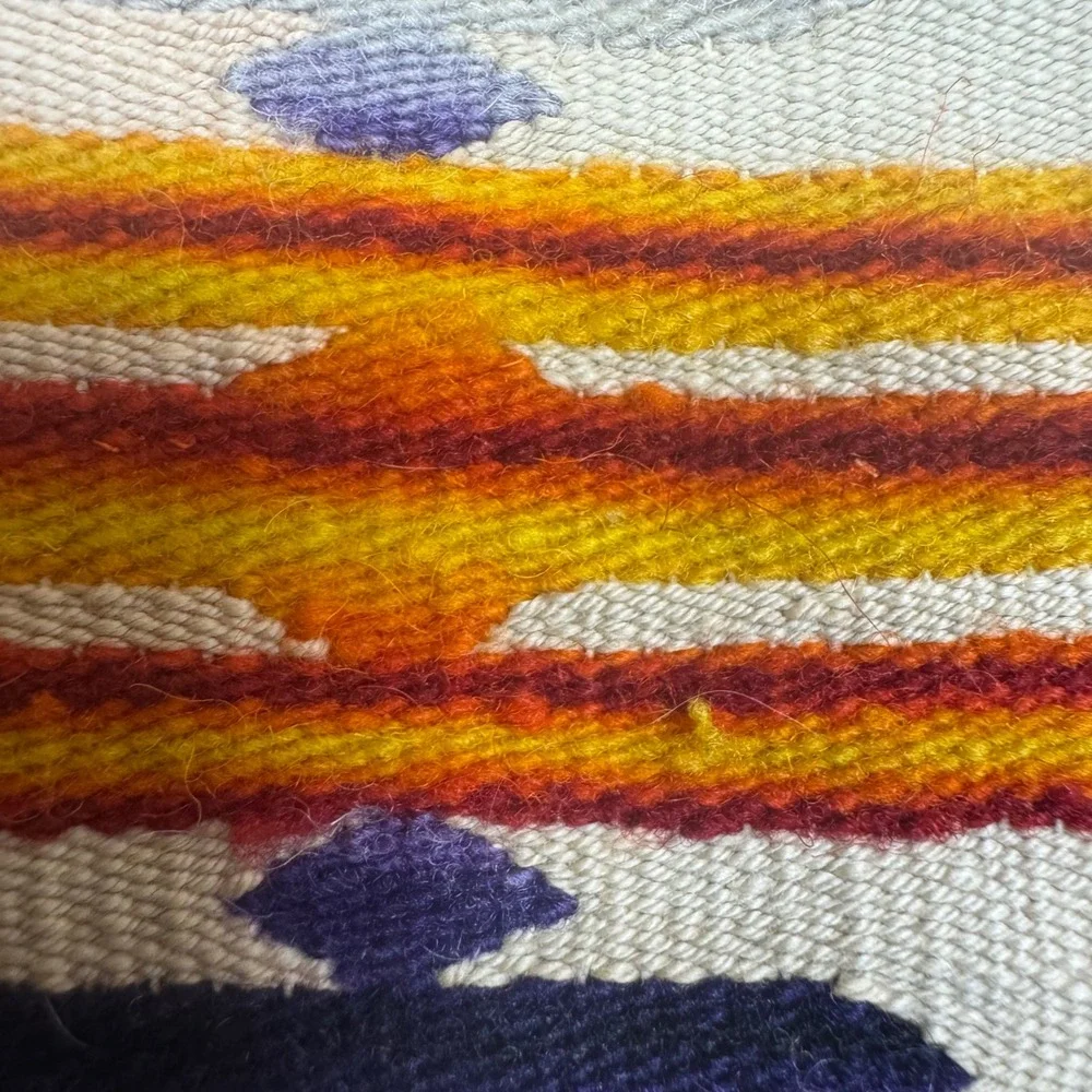 Antique Southwestern Serape Blanket Rug‎ Table Runner Fringe Teal Diamond